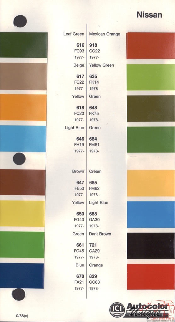 1977-1980 Nissan Paint Charts Autocolor 1